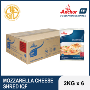 ANCHOR MOZZARELLA CHEESE SHRED IQF | 2KG X 6 (PLUS)